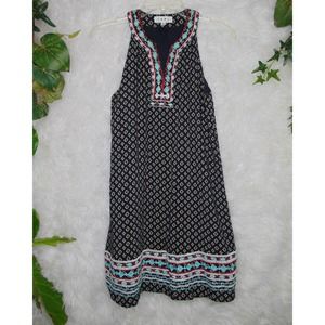 THML | Women's Dress Boho Blue Red Embroidery Sleeveless Size S